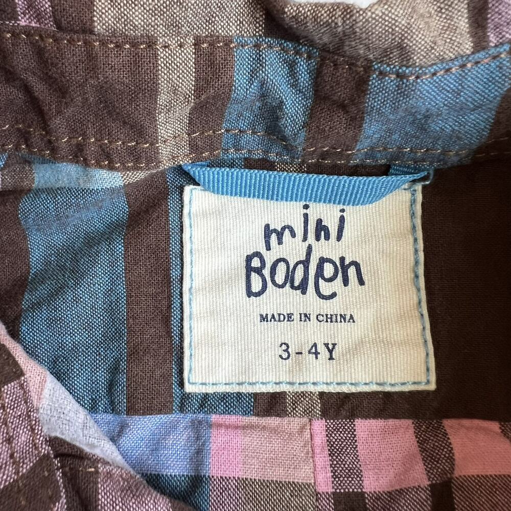 Mini Boden Plaid Button-Up 3-4Y - Picture 6 of 7